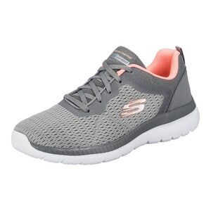 Skechers Womens/Ladies Bountiful Quick Path Plain Sneakers / Gray/Coral